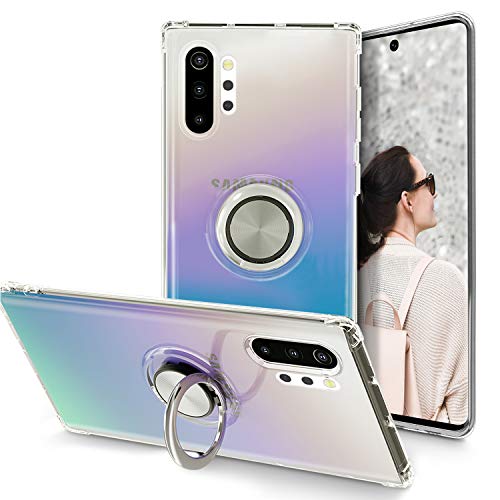 Galaxy Note 10+ Plus/5G Case, Anti Scratch Soft TPU Clear Case with 360 Degree Rotation Button Bounce Finger Ring Kickstand [Work with Magnetic Car Mount] for Samsung Galaxy Note 10+ Plus,Clear - Click to Buy