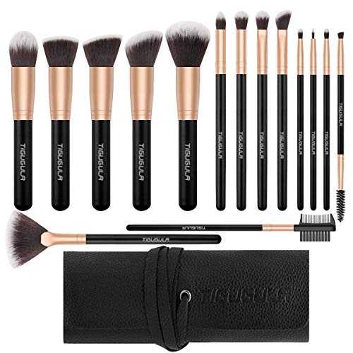 15 professionelle Make-up Pinsel Set, hochwertige synthetische Pinsel Foundation Pinsel Puder Blush Blow Highlighter Concealer Lippen Gesicht Lidschatten Pinsel Set, mit PU Ledertasche - Click to Buy