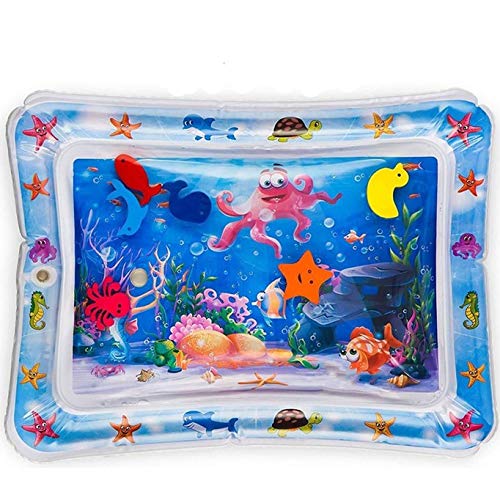 Inflatable Tummy Time Water Play Mat - BPA Free NO-LEAK Baby Tummy Time Mat with Octopus, Floating Shapes - Stunning Ocean View Water Mat For Infants, Toddlers - Sensory Play Baby Toys 6 to 12 Months - Click to Buy