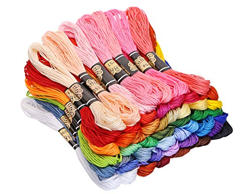 Mini Skater 50 Skeins Multi Color Embroidery Floss Soft Cotton Cross Stitch Threads Sewing Supplies for Art Crafts Projects Gift Bracelet Strings,50 Colors - Click to Buy