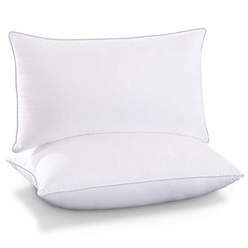 NEKOCAT Bed Pillows for Sleeping 2 Pack 20"x 26" 1000g/Pack Cooling Soft 100% Cotton Cover Adjustable Down Alternative Standard Size Hypoallergenic Pillows for Side, Stomach and Back Sleepers - Click to Buy