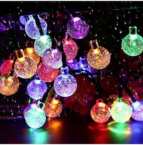UPOOM Solar String Lights Garden 50 LED 24Ft Outdoor String Lights Multi-Colored Waterproof Crystal Ball Fairy Lights, Decoration Lighting for Home, Garden, Patio, Yard, Christmas - Click to Buy