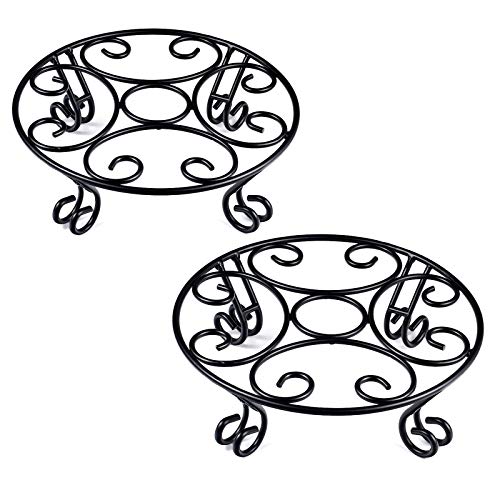 2 Pack Plant Stand Indoor Outdoor for Flower Pot Metal Garden Container Round Supports Rack,10 Inches Black - Click to Buy