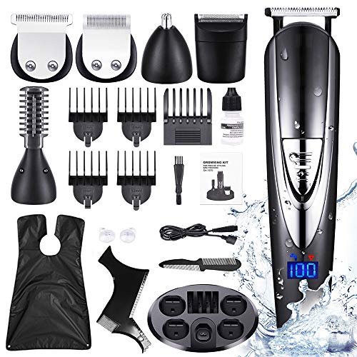 DIKANEO Beard Trimmer Hair Clipper Kit for Men, 10 in 1 Electric Trimmers Grooming for Nose Ear Facial Body Waterproof USB Rechargeable Mustache Cordless Precision Groomers - Click to Buy
