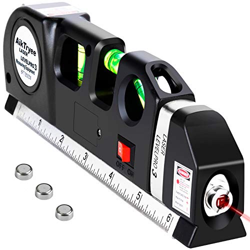 Laser Level Line Tool, Multipurpose Laser Level Kit Standard Cross Line Laser leveler Beam Tool with Metric Rulers 8ft/2.5M for Picture Hanging cabinets Tile Walls by AikTryee. - Click to Buy