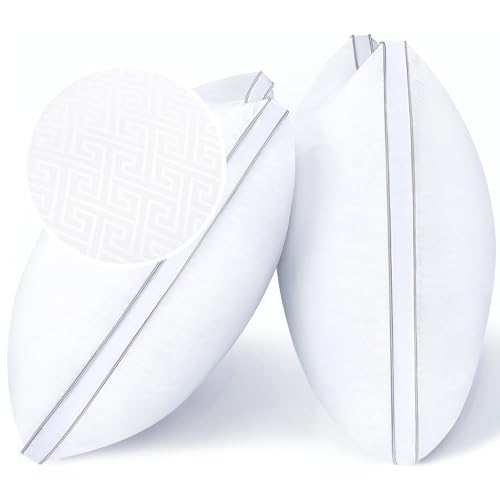 viewstar Bed Pillows Standard Size Set of 2, Hotel Cooling Down Alternative Gusseted Pillows for Side, Back, or Stomach Sleepers, White