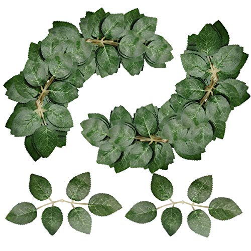 Gnognauq 60 pcs Bulk Rose Leaves Artificial Greenery Silk Leaf DIY Green Rose Leaves for Wedding Bouquets Party Decorations Rose Vine Garlands Wreath Supplies - Click to Buy
