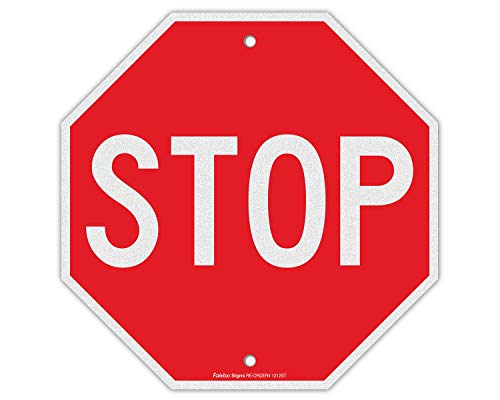 Stop Sign, Street Slow Warning Reflective Signs, 12 x 12 Inches Octagon.040 Rust Free Aluminum, UV Protected and Waterproof, Weather Resistant, Durable Ink, Easy to Mount - Click to Buy