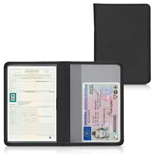 kwmobile Registration and Insurance Holder - Car Document Holder for Vehicle Documents and Cards - PU Leather - Black - Click to Buy