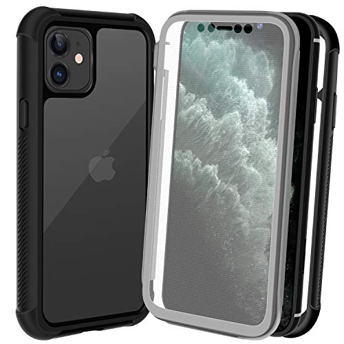 AMZGO iPhone 11 Case, Clear Full Body Cover with Built-in Screen Protector, Heavy Duty Rugged Bumper Shockproof Case Compatible With iPhone 11 6.1 inch-Black/Clear - Click to Buy