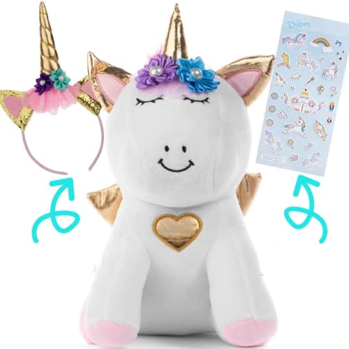 Unicorn Stuffed Animals for Valentine's Day - Unicorn Plush Gift - VDay Gift Animal Plushie Toy with Pink Organza Bag Birthday Gifts for her - Girls Toys - Valentines Day Gift Idea - Plushies - Click to Buy