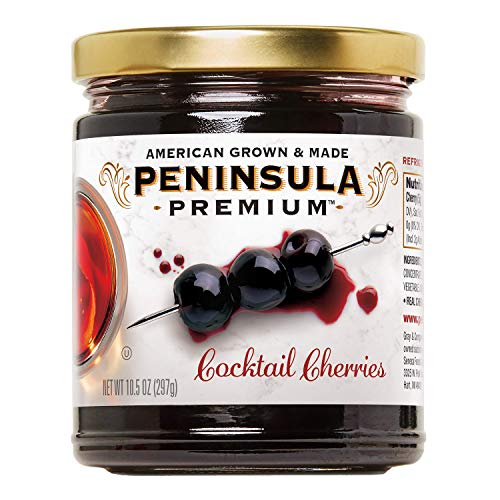 Peninsula Premium Cocktail Cherries | Award Winning | Deep Burgundy-Red | Silky Smooth, Rich Syrup | Luxe Fruit Forward, Sweet-Tart Flavor | Gourmet | American Grown & Made | 10.5 Ounce - Click to Buy