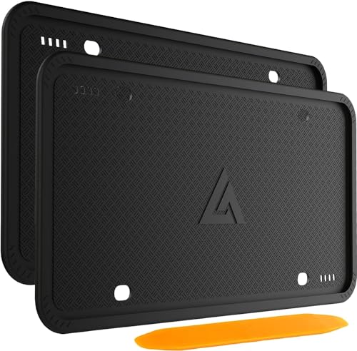 Aujen Silicone License Plate Frames Black, 2 Pack Car License Plate Covers, Universal US Car Black License Plate Holders BracketsRust-Proof, Rattle-Proof, Weather-Proof Car Accessories(Black) - Click to Buy
