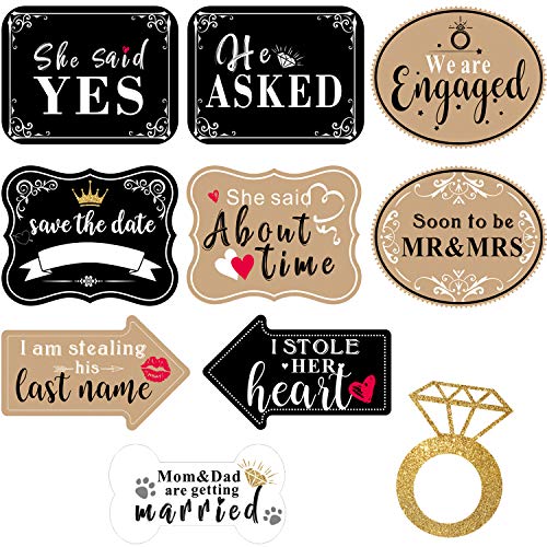10 Pieces Engagement Announcement Photo Prop Kit Engagement Announcement Party Decorations Engagement Announcement Photo Signs Cardboard for Engagement Wedding Party - Click to Buy