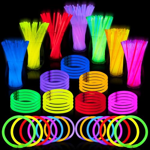 JOYIN 144 Pcs 8" Glowsticks, Bracelets Necklaces, Glow in the Dark Party Favors, Easter, Christmas, Halloween Supplies Pack, Football Party Supplies - Click to Buy
