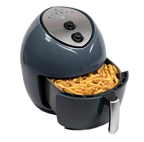 Paula Deen 9.5 QT (1700 Watt) Family-Sized Air Fryer, Rapid Air Circulation System, Single Basket System, Ceramic Non-Stick Coating, Simple Knob Controls, 50 Recipes, 1-Year Warranty (Gray) - Click to Buy