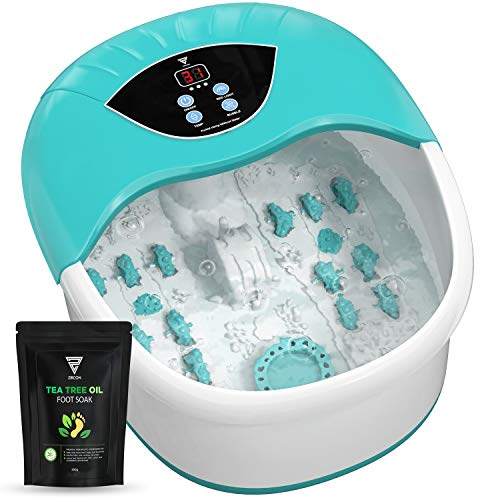 4 in 1 Foot Spa Massager Set For Home With 4 Massage Rollers - Temperature & Heat Control- Bubble Maker- Intense Vibration - Pedicure - Instant Foot Stress Relief Spa - Includes Tea Tree Oil Foot Soak - Click to Buy
