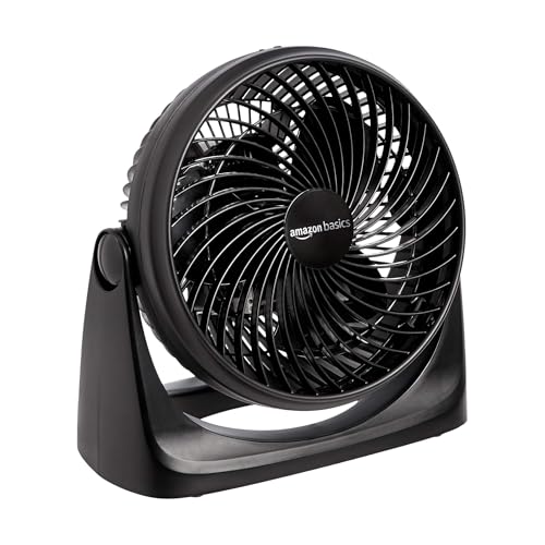 Amazon Basics Air Circulator Fan, Desk Fan for Bedroom, Home and Office, With 90-Degree Tilt Head, 3 Speed Settings, Lightweight (3 LBS), 35 Watts, Black, 11.1"W x 6.3"D x 10.9"H - Click to Buy