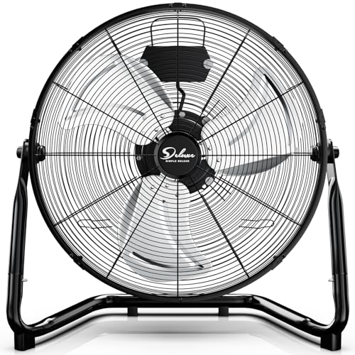 Simple Deluxe 12 Inch 3-Speed High Velocity Heavy Duty Metal Industrial Floor Fans Quiet for Home, Commercial, Residential, and Greenhouse Use, Outdoor/Indoor, Black - Click to Buy