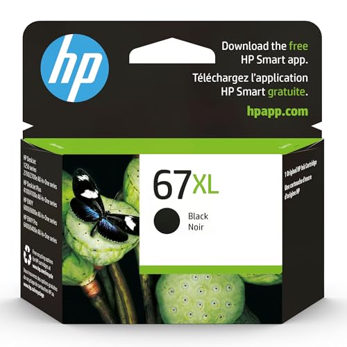 HP Original 67XL Black High-Yield Ink Cartridge | Works with HP DeskJet 1255, 2700, 4100 Series, HP Envy 6000, 6400 Series | Eligible for Instant Ink | 3YM57AN - Click to Buy
