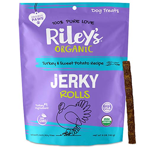 Riley's Organic Dog Jerky Treats - Dog Training Treats Turkey & Sweet Potato - Soft Jerky Treats for Dogs - Easy to Snap for Any Size - Click to Buy