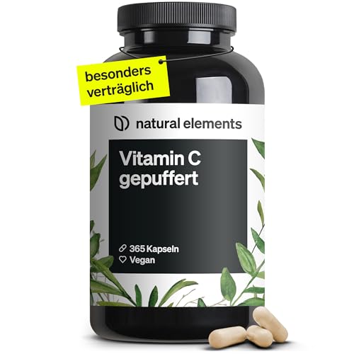 Vitamin C 500mg – 365 Kapseln – Premium: Aus pflanzlicher Fermentation & gepuffert (pH-neutral, säurefrei, magenschonend) – Laborgeprüft, vegan und in Deutschland produziert - Click to Buy