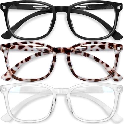 Gaoye Stylish Blue Light Glasses for Woman - Computer Glasses up to 99% Blue Light Blocking - Lightweight Frames - 3 pack