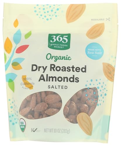 365 by Whole Foods Market, Organic Dry Roasted & Salted Almonds, 10 Ounce - Click to Buy