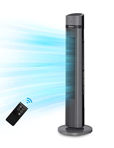 PELONIS Oscillating Tower Fan with Remote Control 40’’ Quiet Stand Up Fan with 3 Speed Settings and 3 Modes 15-Hour Timer LED Display for Bedroom Home Office Use, Black - Click to Buy