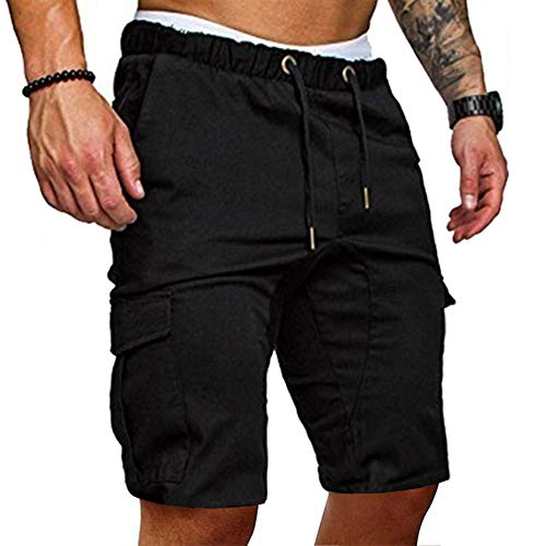Cindeyar Herren Shorts Sommer Chino Jeans Kurze Hosen Stretch Jogger Cargo Shorts Slim-Fit (XL, 175Schwarz) - Click to Buy