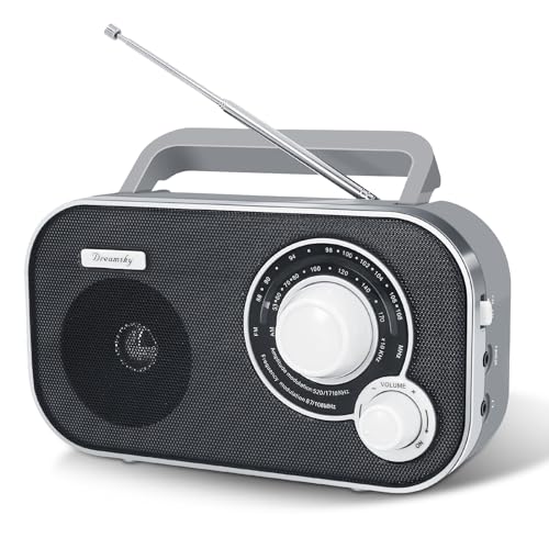 DreamSky AM FM Portable Radio Plug In Wall or Battery Operated for Home & Outdoor, Strong Reception & Sound, Large Dial Easy to Use, Transistor Antenna, Headphone Jack, Small Gifts for Seniors Elderly - Click to Buy