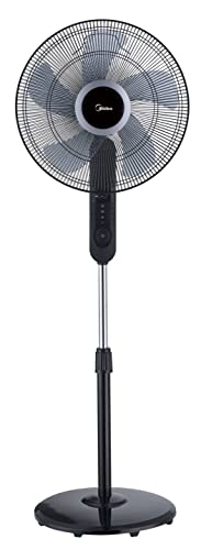 Midea FS40-15FR Standventilator Leise mit Fernbedienung, 3 Geschwindigkeitsstufen,LED Anzeige, 7,5H Timer, höhenverstellbar, 80°Oszil-lationsfunktion, 55W Kraftvoller,Ventilator,Luftzirkulation - Click to Buy