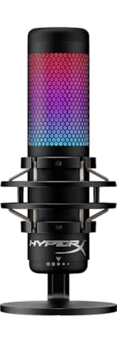 HyperX QuadCast S – RGB USB Condenser Microphone for PC, PS4 and Mac, Anti-Vibration Shock Mount, Pop Filter, Gaming, Streaming, Podcasts, Twitch, YouTube, Discord, Black