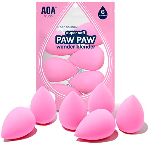 AOA Studio Collection makeup Sponge Set Latex Free and High-definition Set of 6 makeup Wonder blender For Powder Cream and Liquid, Super Soft Wonder Beauty Cosmetic - Click to Buy