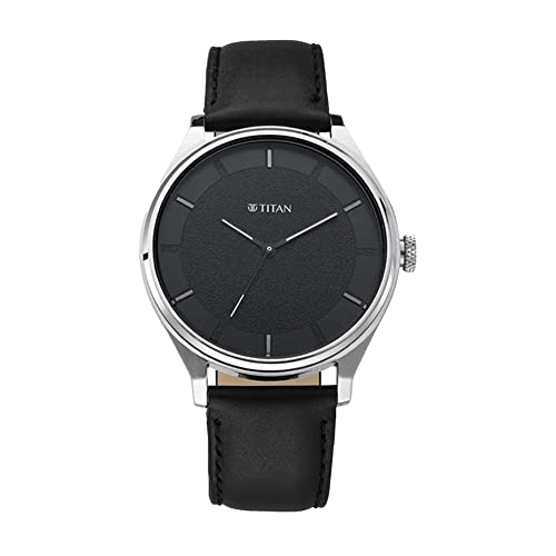 Titan Men's Minimalist Zen Watch: Sleek Leather Strap with Contrast Hands-NS1802SL11/NT1802SL11 - Click to Buy