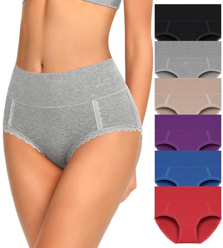 MISSWHO Womens Underwear Cotton High Waisted Panties Soft Tummy Control Calzones Mujer Briefs For Ladies Size Large - Click to Buy