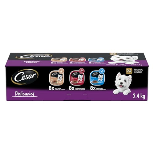 CESAR Classic Loaf in Sauce Wet Dog Food Delicacies Variety Pack, 24x100g Trays - Click to Buy