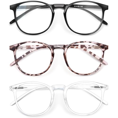 IBOANN Blue Light Blocking Glasses Women/Men, Round Fashion Retro Frame, Vintage Fake Eyeglasses with Clear Lens