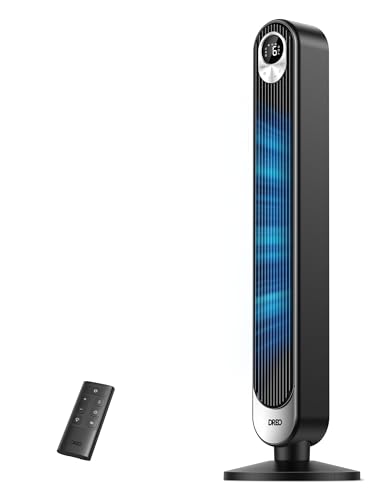 Dreo 20dB Turmventilator Leiser, 9M Windentfernung Ventilator mit Kühlung Fernbedienung, 6 Geschwindigkeitstufen 4 Modi, 90° Oszillierender Stand Ventilatoren für Schlafzimmer, Tower Fan mit 12H Timer - Click to Buy