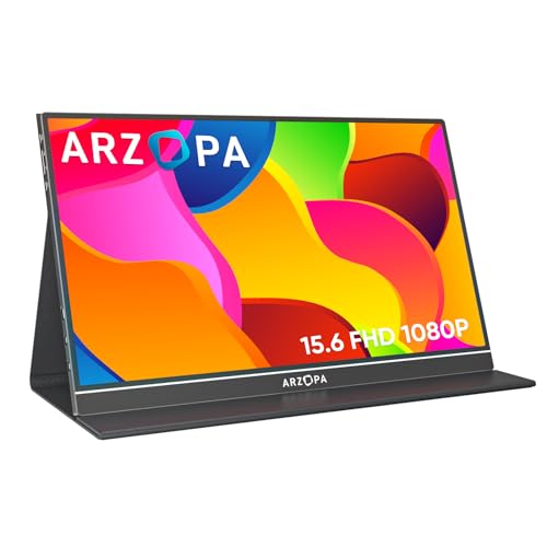 ARZOPA Portable Monitor, 15.6 Inch 1080 FHD Tragbarer Monitor with External HDR Eye Care Screen and HDMI/Type-C/USB-C, for Laptop/PC/Mac/PS4/Xbox - Click to Buy