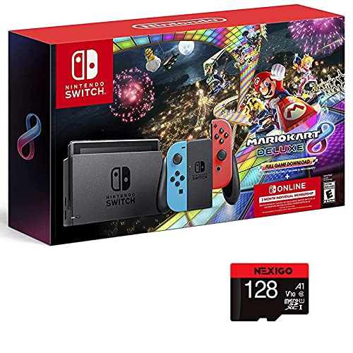 Nintendo Switch Mario Kart 8 Deluxe Bundle 3 Month Nintendo + 128GB MicroSD Card - Click to Buy