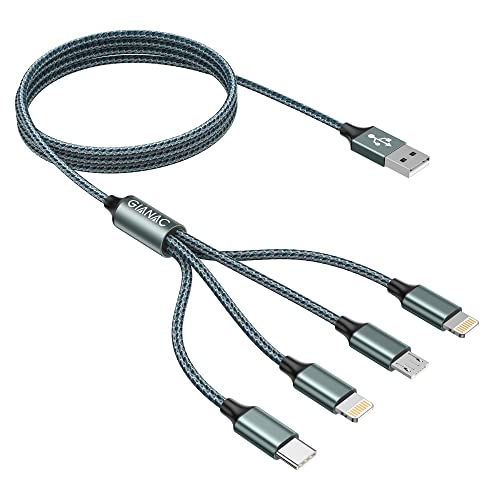 Multi Charger Cable, 4 in 1 Charger Cable [1.2M] Multiple USB Cable Nylon Braided with Micro USB Type C Lightning Cable Connector for iPhone, Android Galaxy, Huawei, Nexus, Nokia,LG, Sony, PS4-Green - Click to Buy