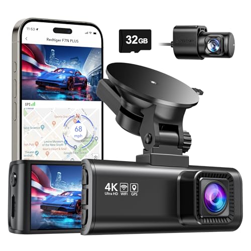 REDTIGER Dash Cam Front Rear, 4K/2.5K Full HD Dash Camera for Cars, 32GB Card Included, Built-in Wi-Fi GPS, 3.18” IPS Screen, Night Vision, 170°Wide Angle, WDR, 24H Parking Mode(F7NP) - Click to Buy