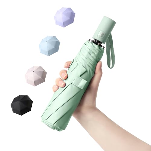 BAODINI Small UV Protection Travel Umbrella Compact for Rain and Sun UPF 50+ Windproof Portable 42 inch Umbrella for Women and Men