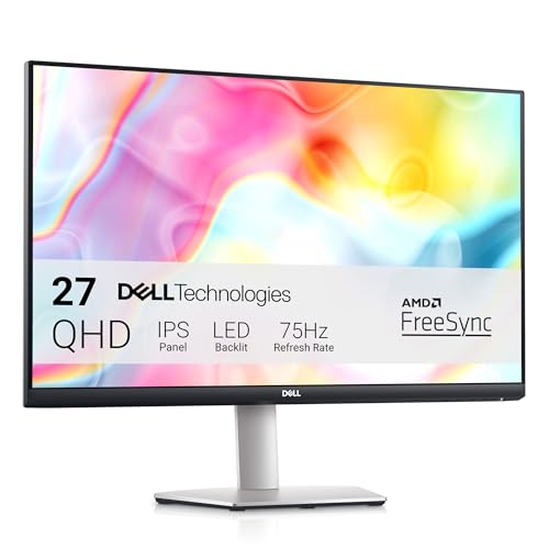 Dell S2722DC Monitor - 27-inch WQHD (2560x1440) 75Hz 4Ms Display, AMD FreeSync, Built in Speaker, USB Type-C/USB 3.2 Gen 1/HDMI Connectivity, Height/Pivot/Swivel/Tilt Adjustability - Platinum Silver