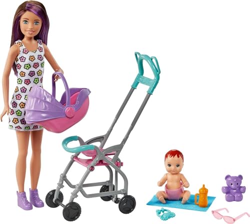 Barbie Skipper Babysitters Inc Playset with Doll, Stroller, Baby Doll & 5 Accessories, Remove Stroller Seat for Carrier - Click to Buy