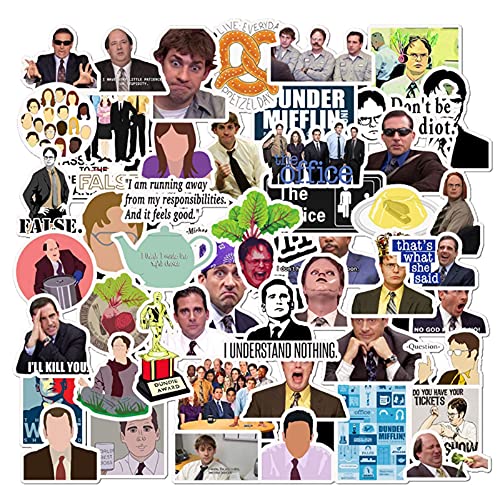 The Office Aufkleber 50 Stück, Laptop Aufkleber Bombe Vinyl Aufkleber Pack für Auto Gepäck Skateboard Motorrad Aufkleber für Jugendliche Erwachsene