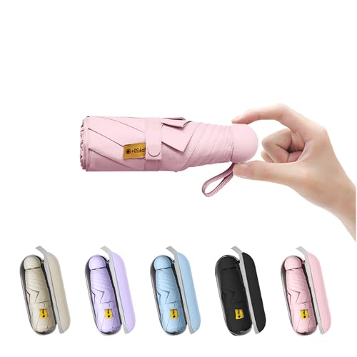 BAODINI Travel Mini Umbrella for Purse With Case-Small Compact UV Umbrella Protection Sun-Lightweight Tiny Pocket Umbrella Sun Blocking for Women, Girls and Men