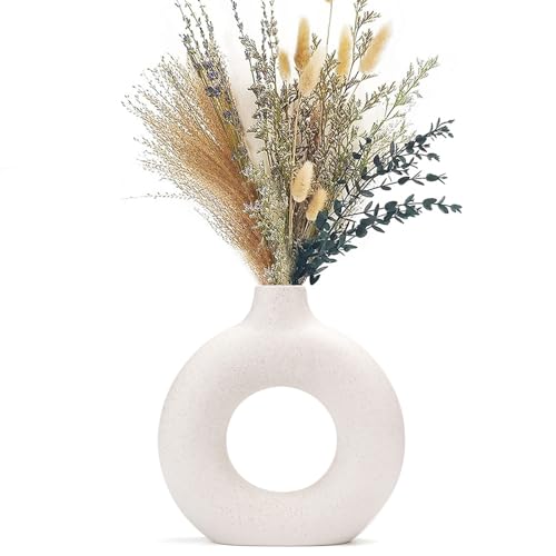 CEMABT Vases for Pampas Grass,Creative Vase Modern Home Decor,Handmade Vase White Ceramic Dried Flowers Craft Ornaments for Office Home Decoration - Click to Buy