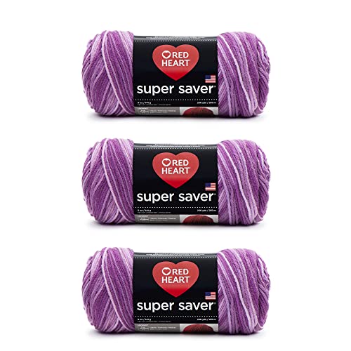 Red Heart Super Saver Purple Tones, 3 Pack of 5oz/142g-Acrylic-#4 Medium-236 Yards, Knitting/Crochet - Click to Buy